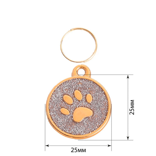 Cat ID Tag Golden Paw Silver 25x25mm