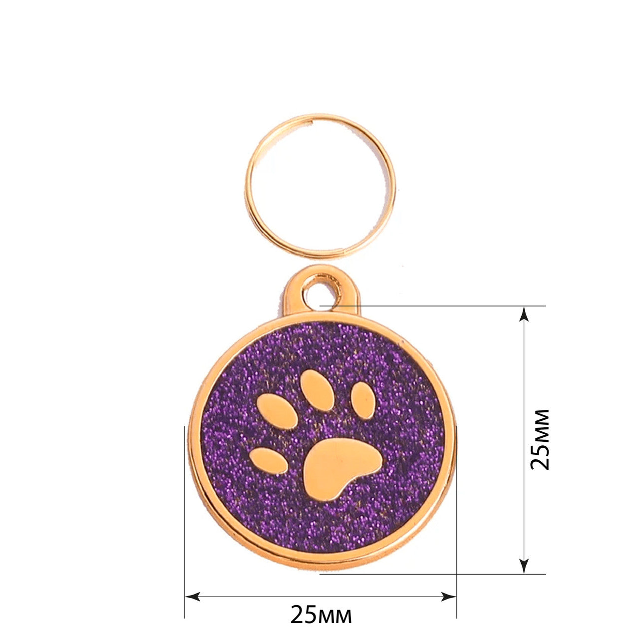 Cat ID Tag Golden Paw Purple 25x25mm