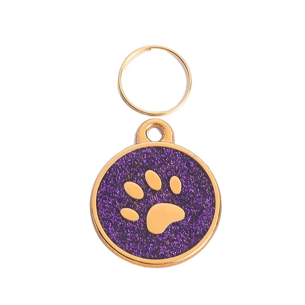 Cat ID Tag Golden Paw Purple 25x25mm