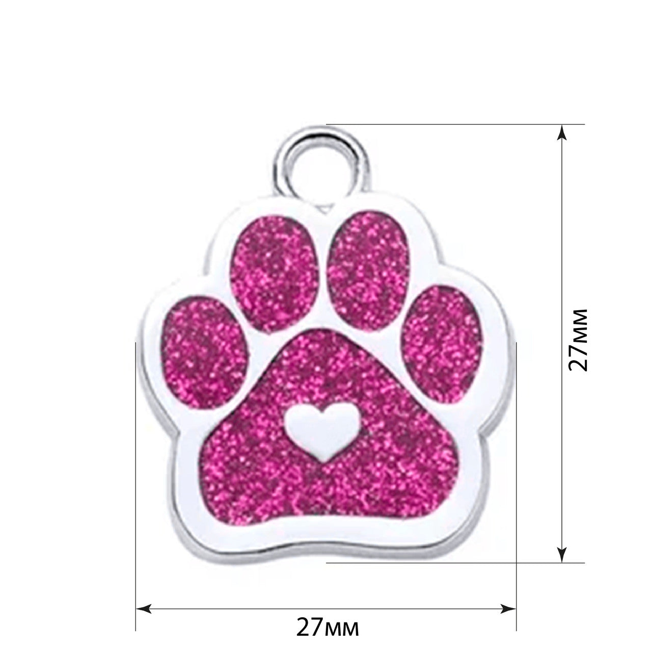 Cat ID Tag Paw Heart Crimson 27x27mm