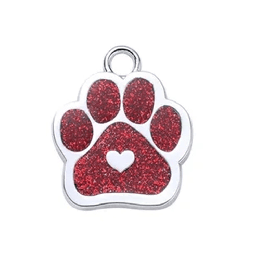Cat ID Tag Paw Heart Red 27x27mm