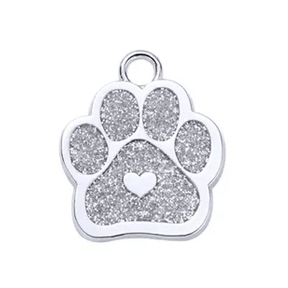 Cat ID Tag Paw Heart Silver 27x27mm