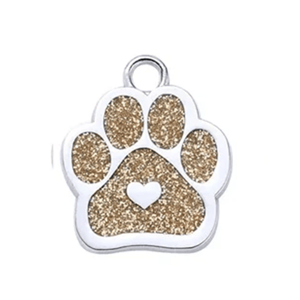 Cat ID Tag Paw Heart Gold 27x27mm