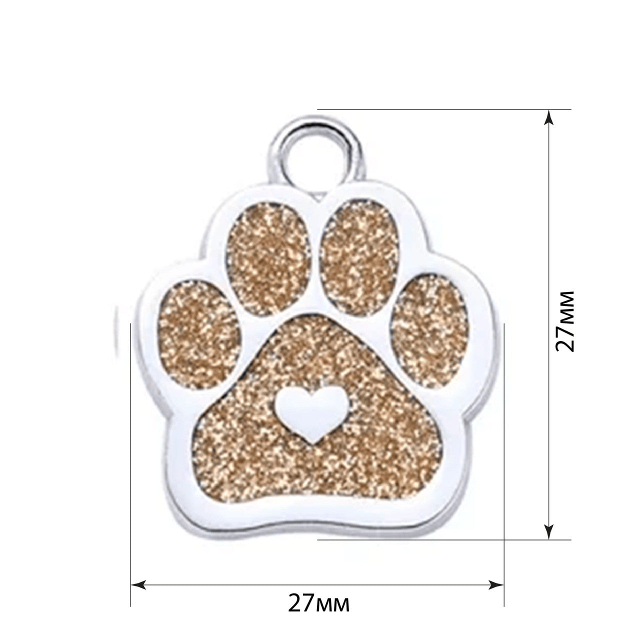 Cat ID Tag Paw Heart Gold 27x27mm