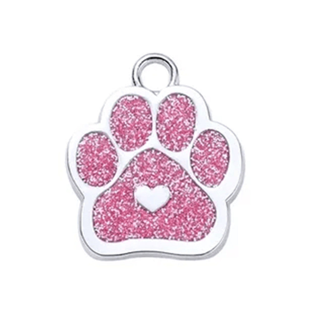 Cat ID Tag Paw Heart Rose 27x27mm