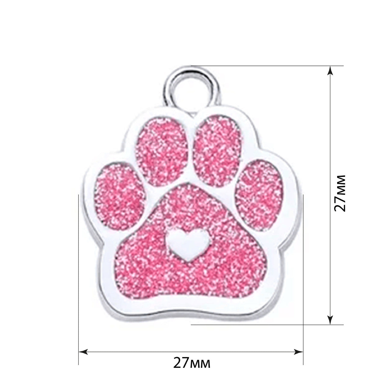 Cat ID Tag Paw Heart Rose 27x27mm
