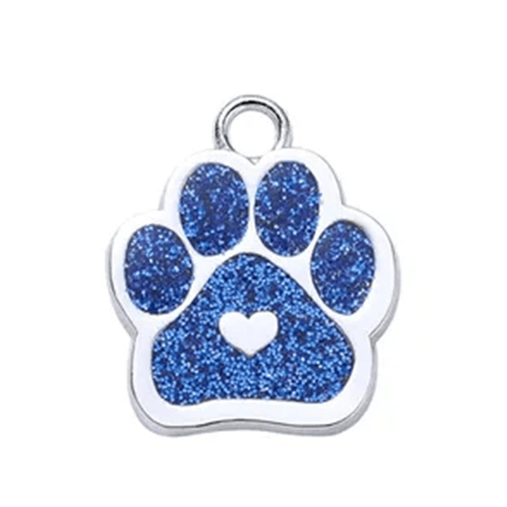 Cat ID Tag Paw Heart Blue 27x27mm