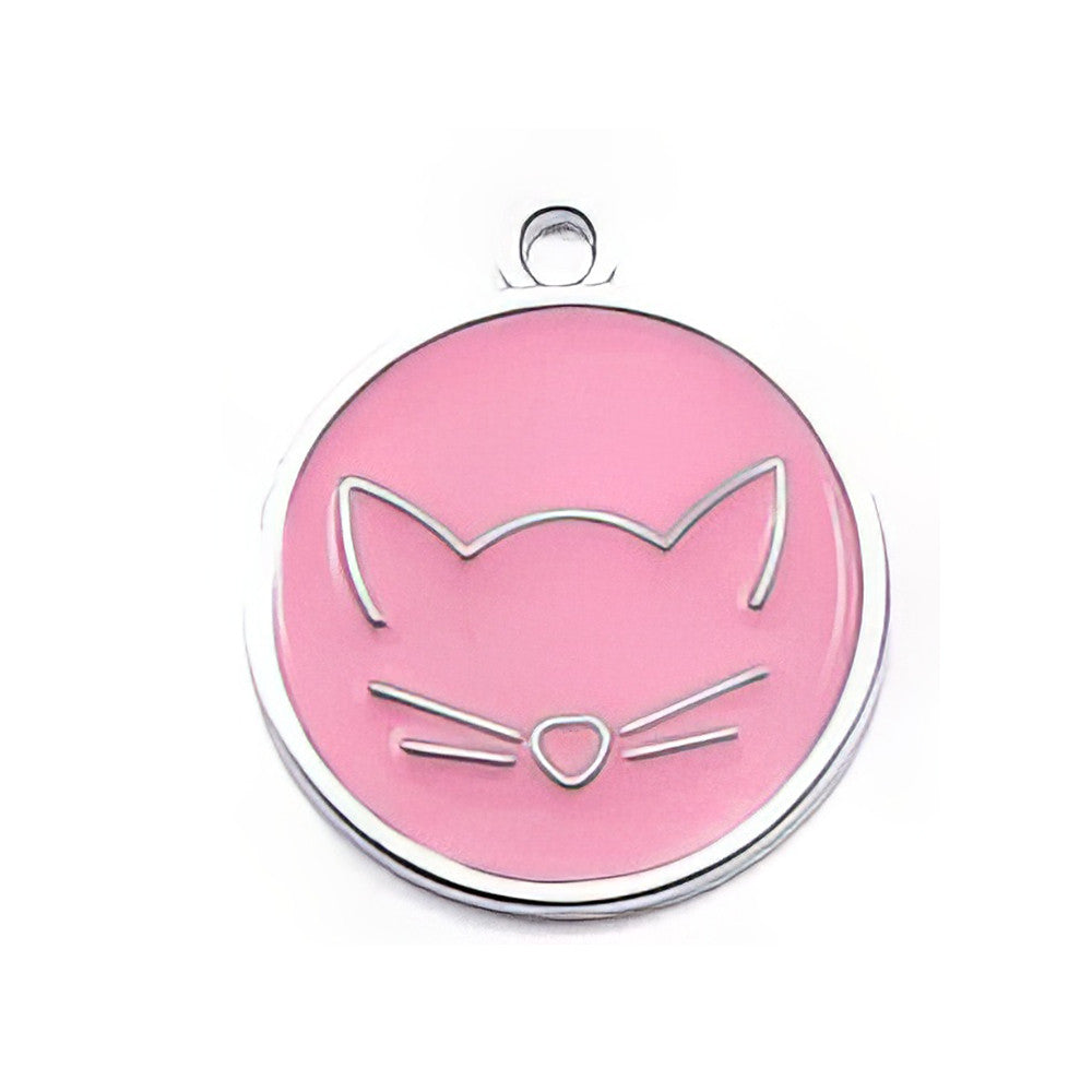 Cat ID Tag Circle Cat Rose 25x27mm