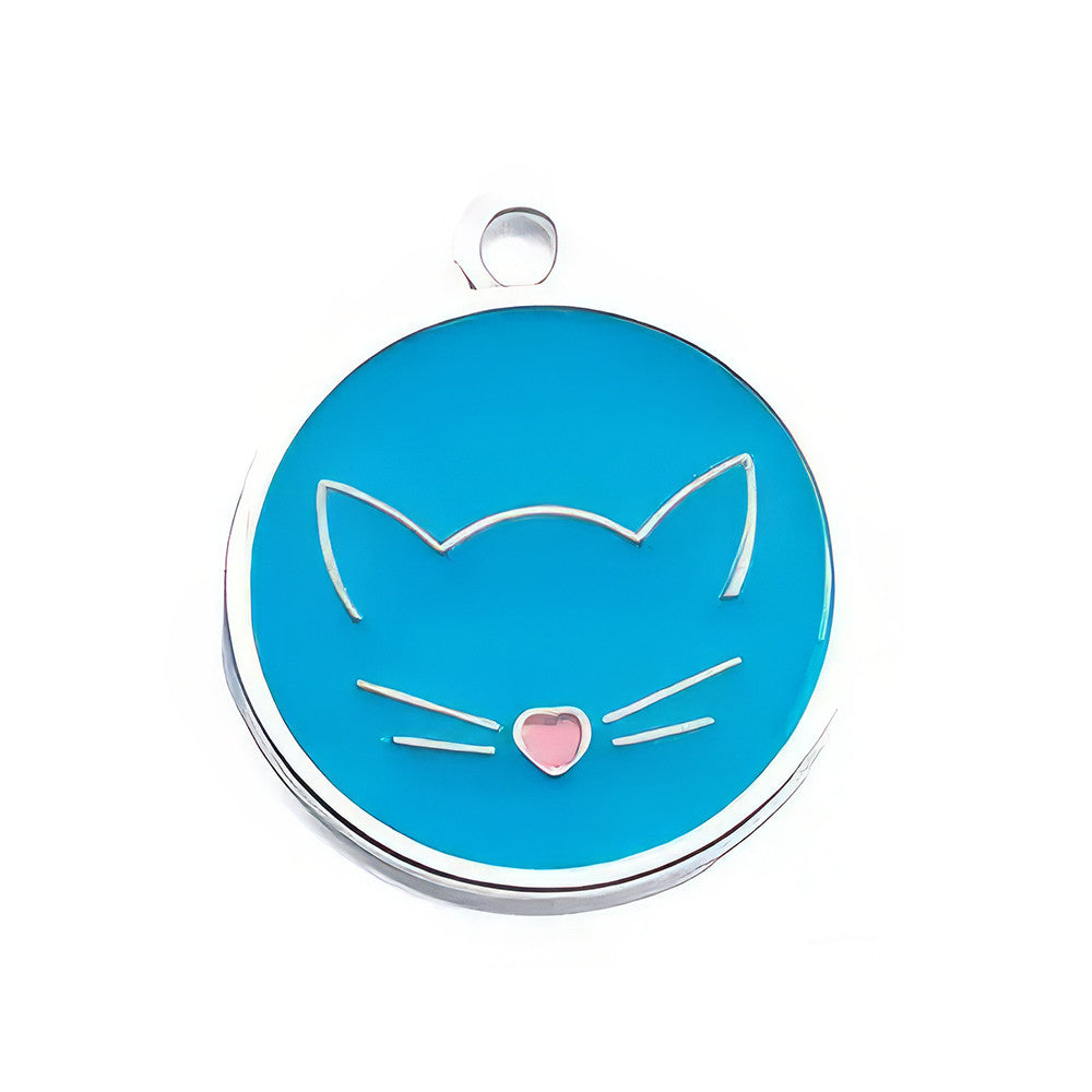 Cat ID Tag Circle Cat Blue 25x27mm