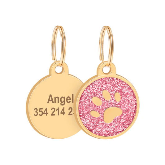 Cat ID Tag Golden Paw Rose 25x25mm