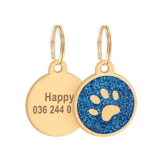 Cat ID Tag Golden Paw Blue 25x25mm