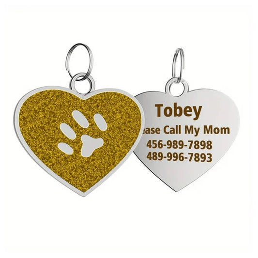 Cat ID Tag Circle Paw Gold 26x27.5mm