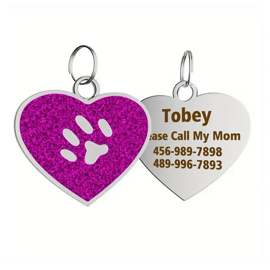 Cat ID Tag Circle Paw Crimson 26x27.5mm