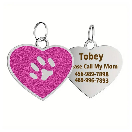 Cat ID Tag Circle Paw Rose 26x27.5mm