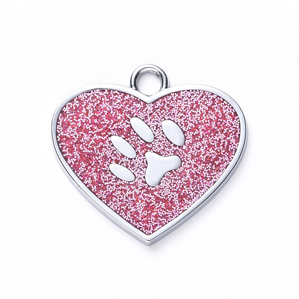 Cat ID Tag Circle Paw Rose 26x27.5mm