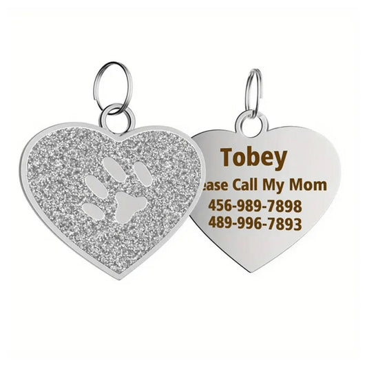 Cat ID Tag Circle Paw Silver 26x27.5mm