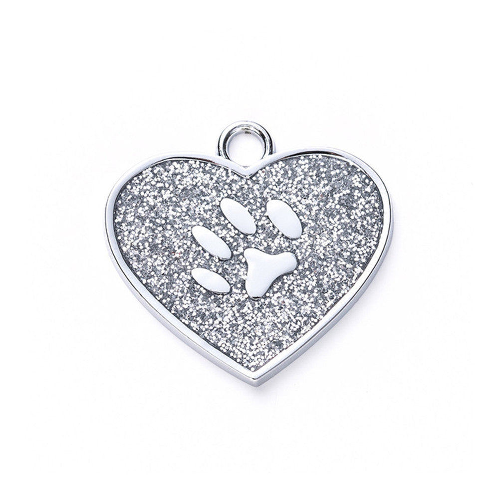 Cat ID Tag Circle Paw Silver 26x27.5mm