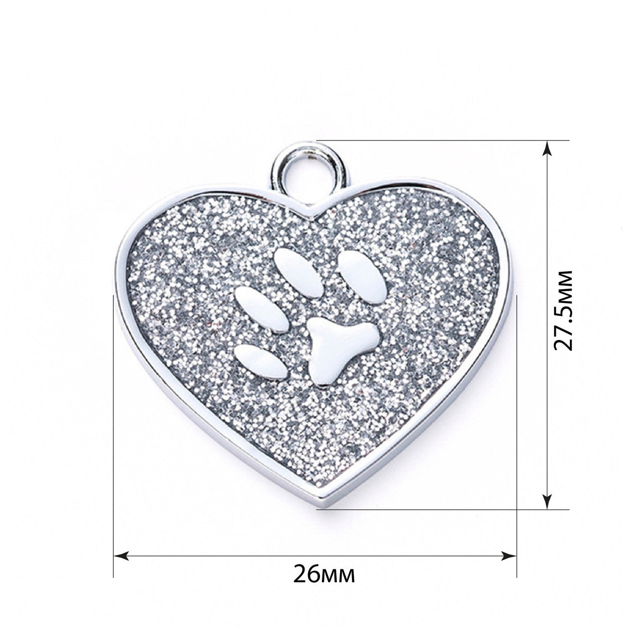 Cat ID Tag Circle Paw Silver 26x27.5mm
