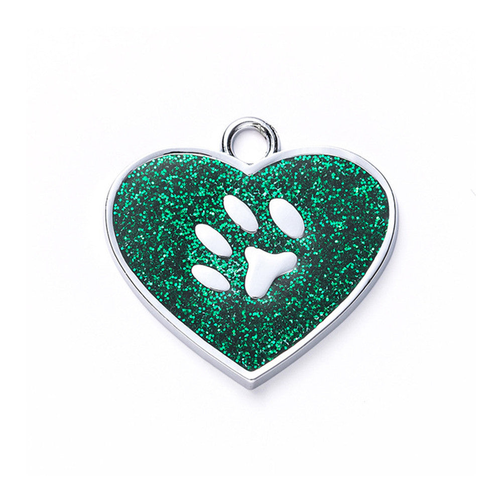 Cat ID Tag Circle Paw Green 26x27.5mm