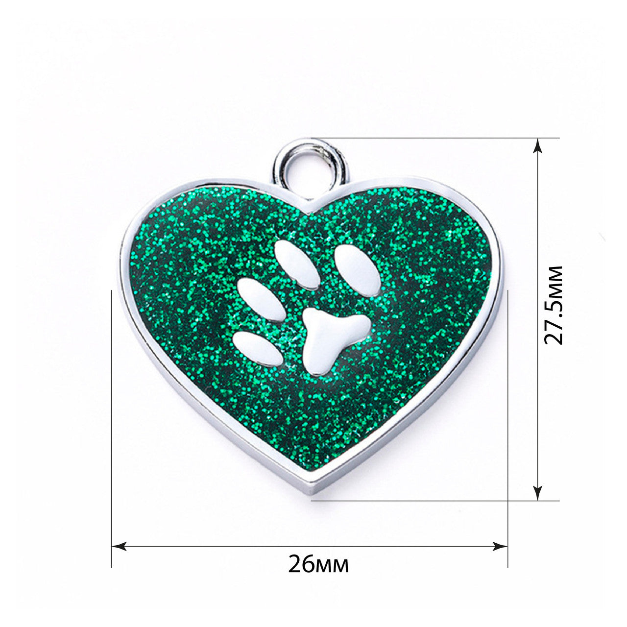 Cat ID Tag Circle Paw Green 26x27.5mm