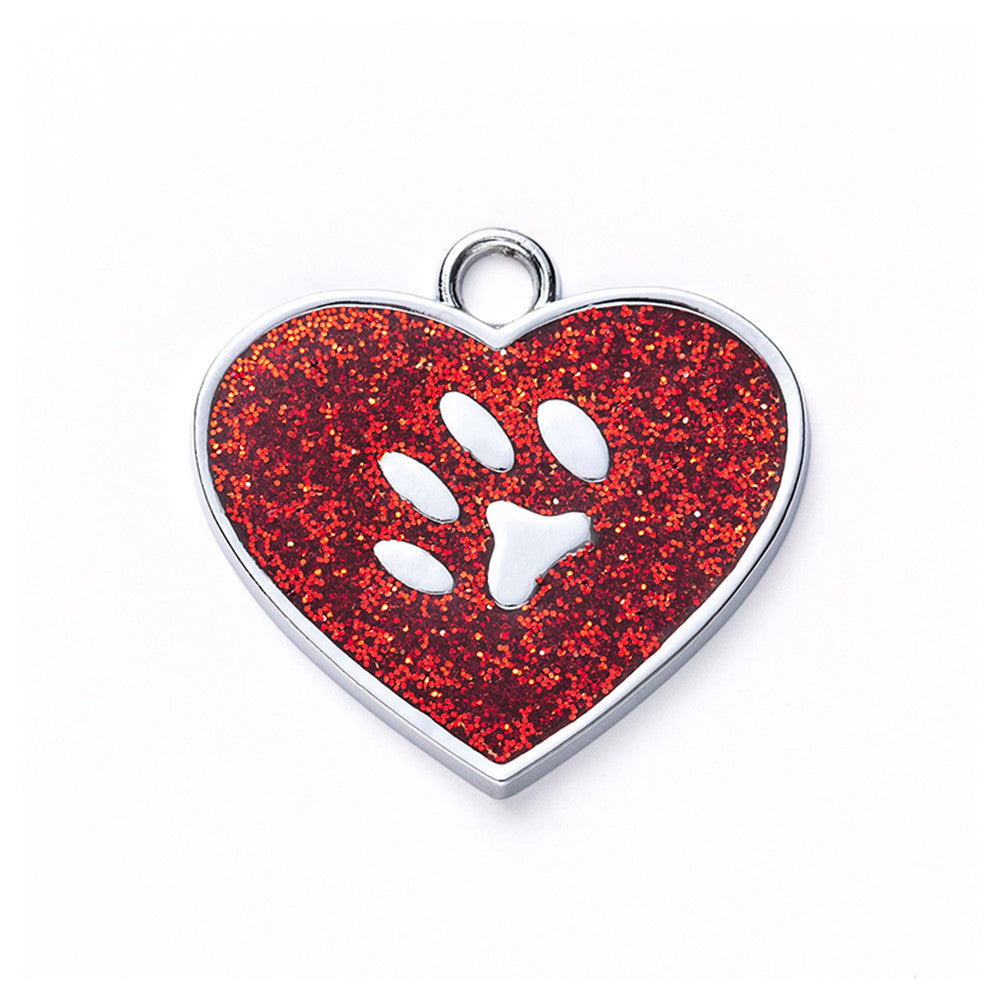 Cat ID Tag Circle Paw Red 26x27.5mm