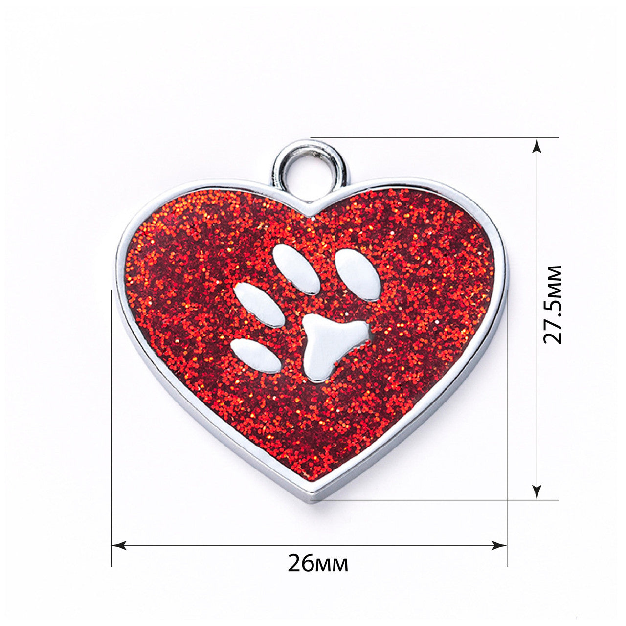 Cat ID Tag Circle Paw Red 26x27.5mm