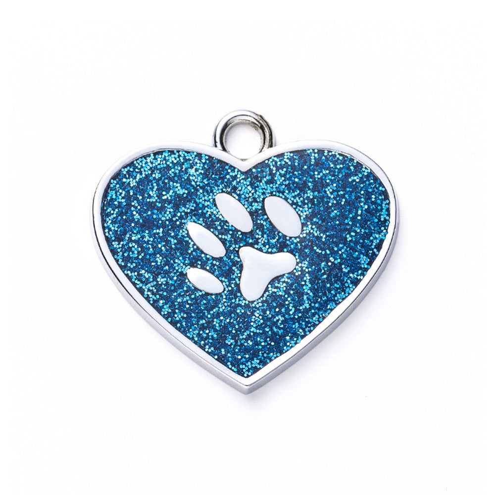 Cat ID Tag Circle Paw Blue 26x27.5mm