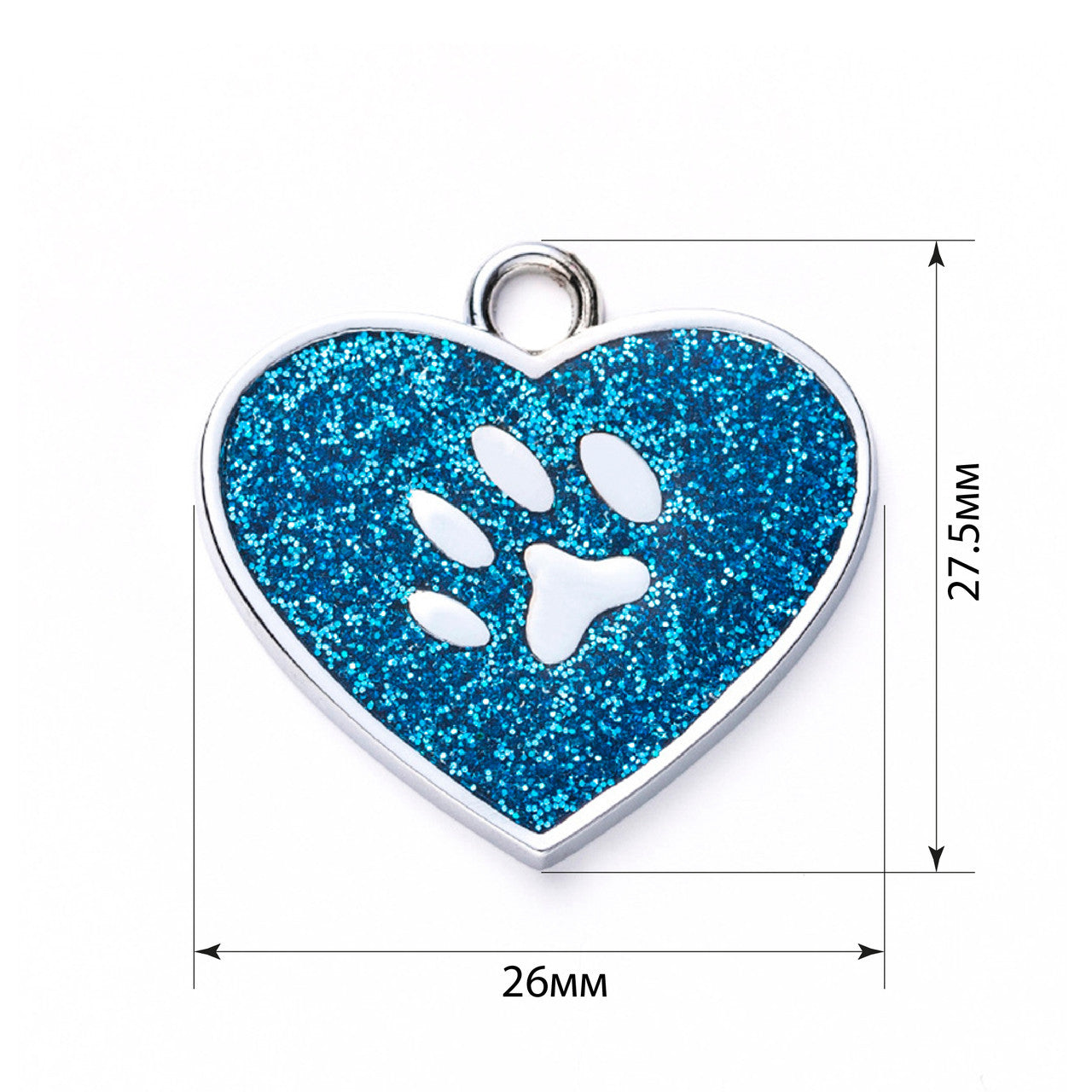 Cat ID Tag Circle Paw Blue 26x27.5mm