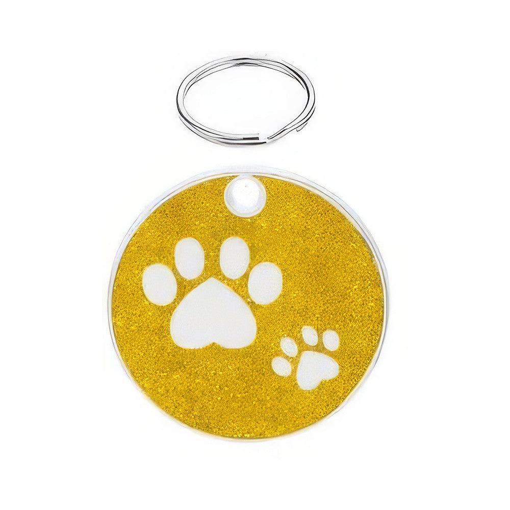 Cat ID Tag Circle Paws Yellow 25.5x25.5mm
