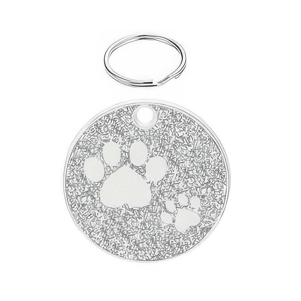 Cat ID Tag Circle Paws Silver 25.5x25.5mm