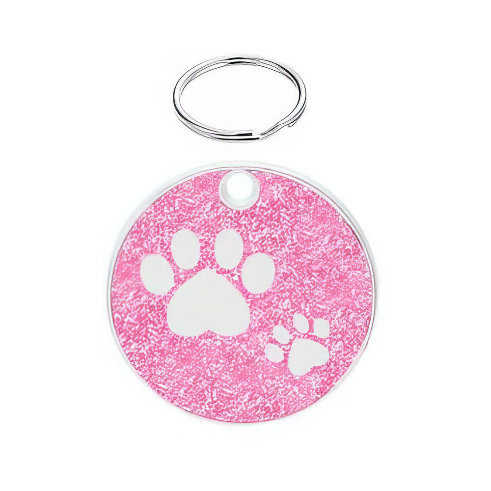 Cat ID Tag Circle Paws Rose 25.5x25.5mm