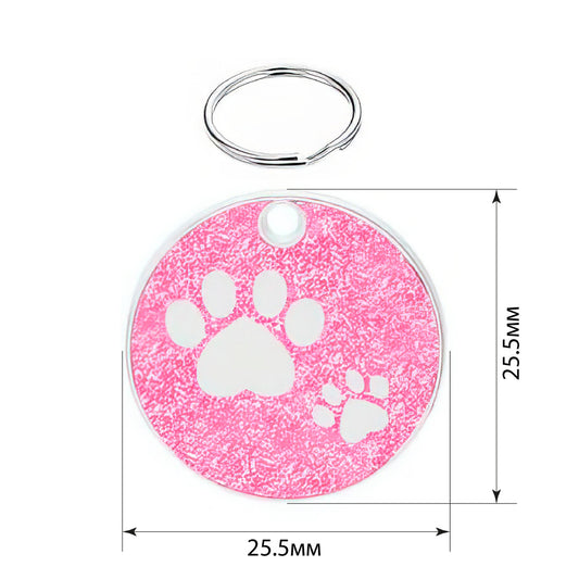 Cat ID Tag Circle Paws Rose 25.5x25.5mm