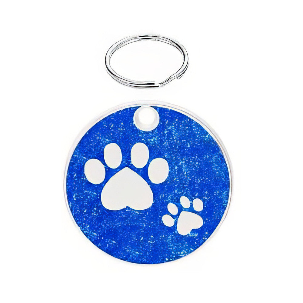 Cat ID Tag Circle Paws Blue 25.5x25.5mm