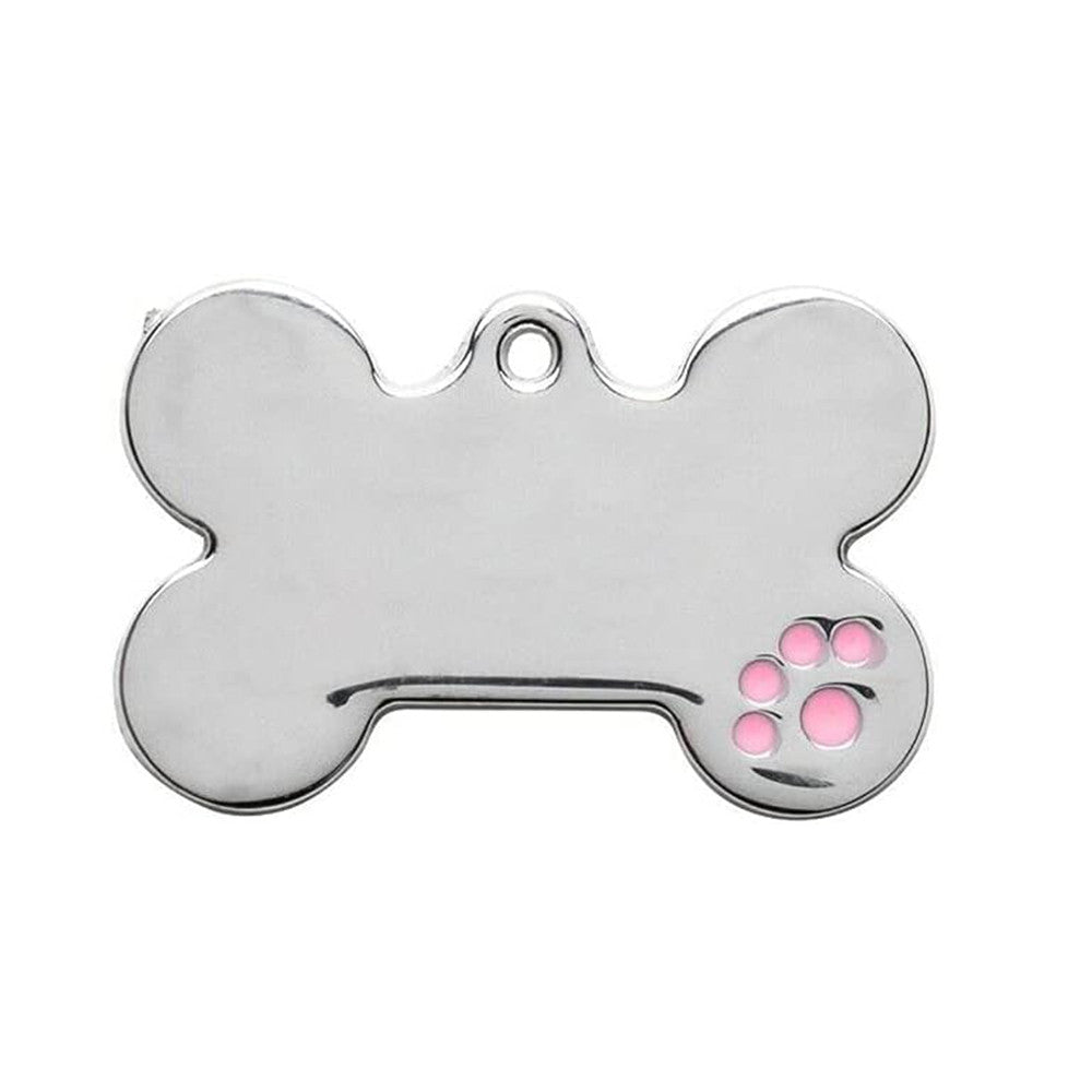 Dog ID Tag Bone Paw Rose 38x25mm