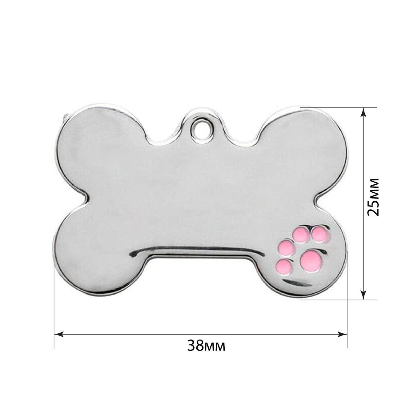 Dog ID Tag Bone Paw Rose 38x25mm