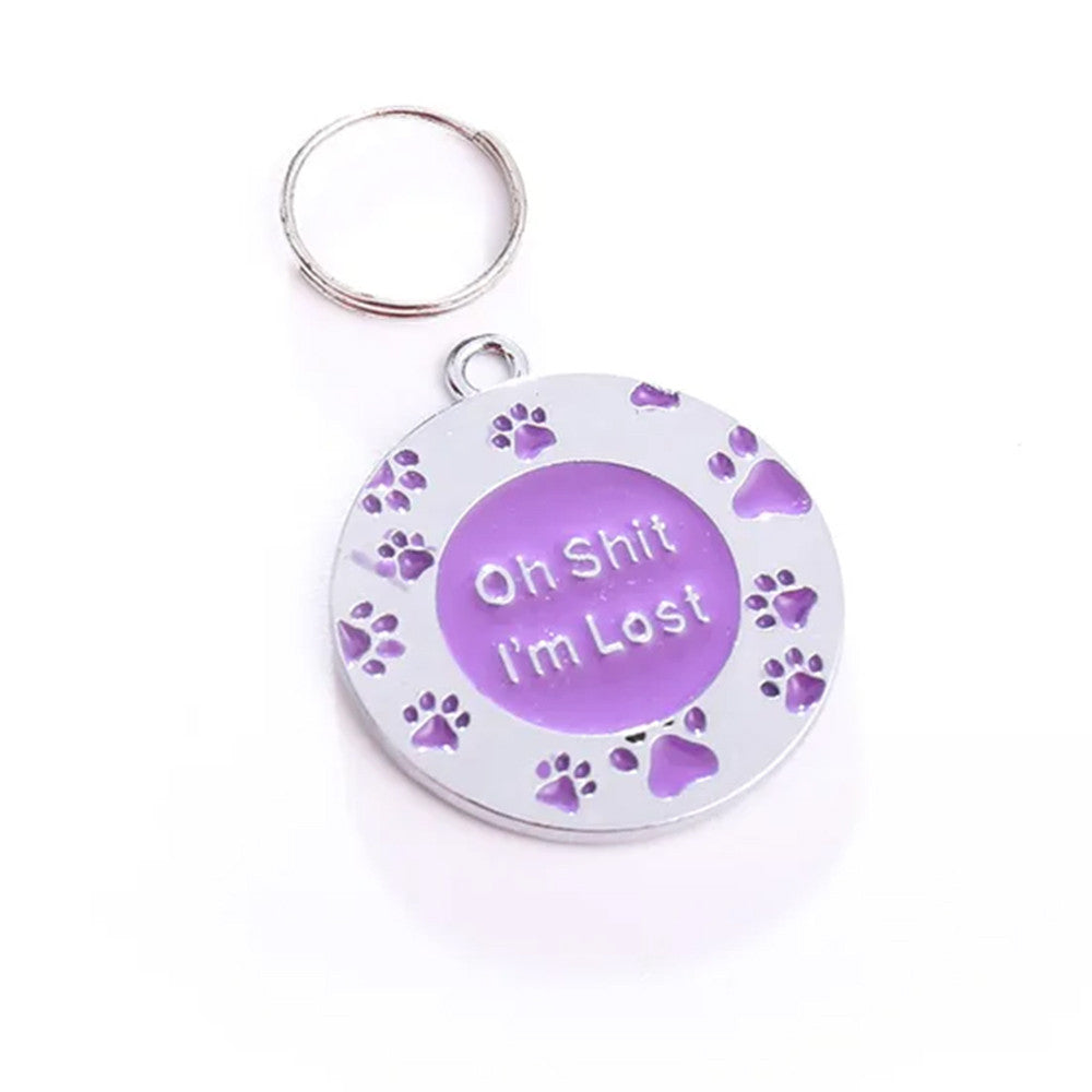 Paws I'm Lost Purple Dog Addressor 28x28mm