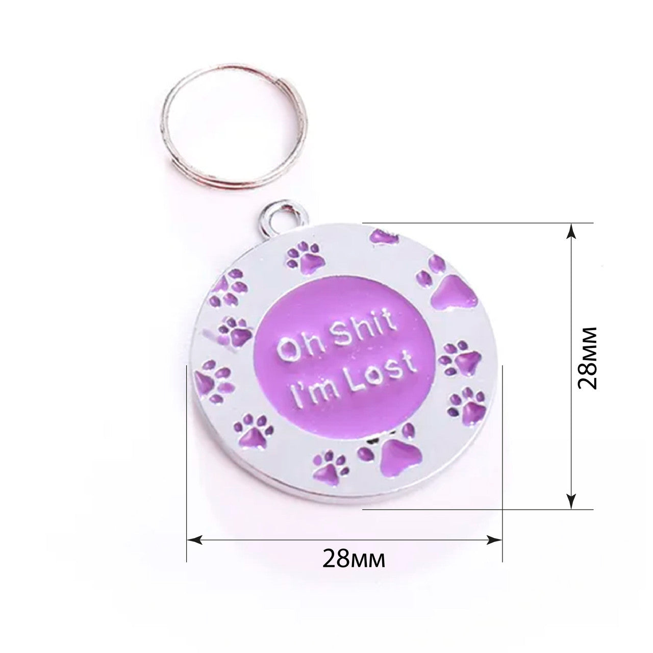 Paws I'm Lost Purple Dog Addressor 28x28mm