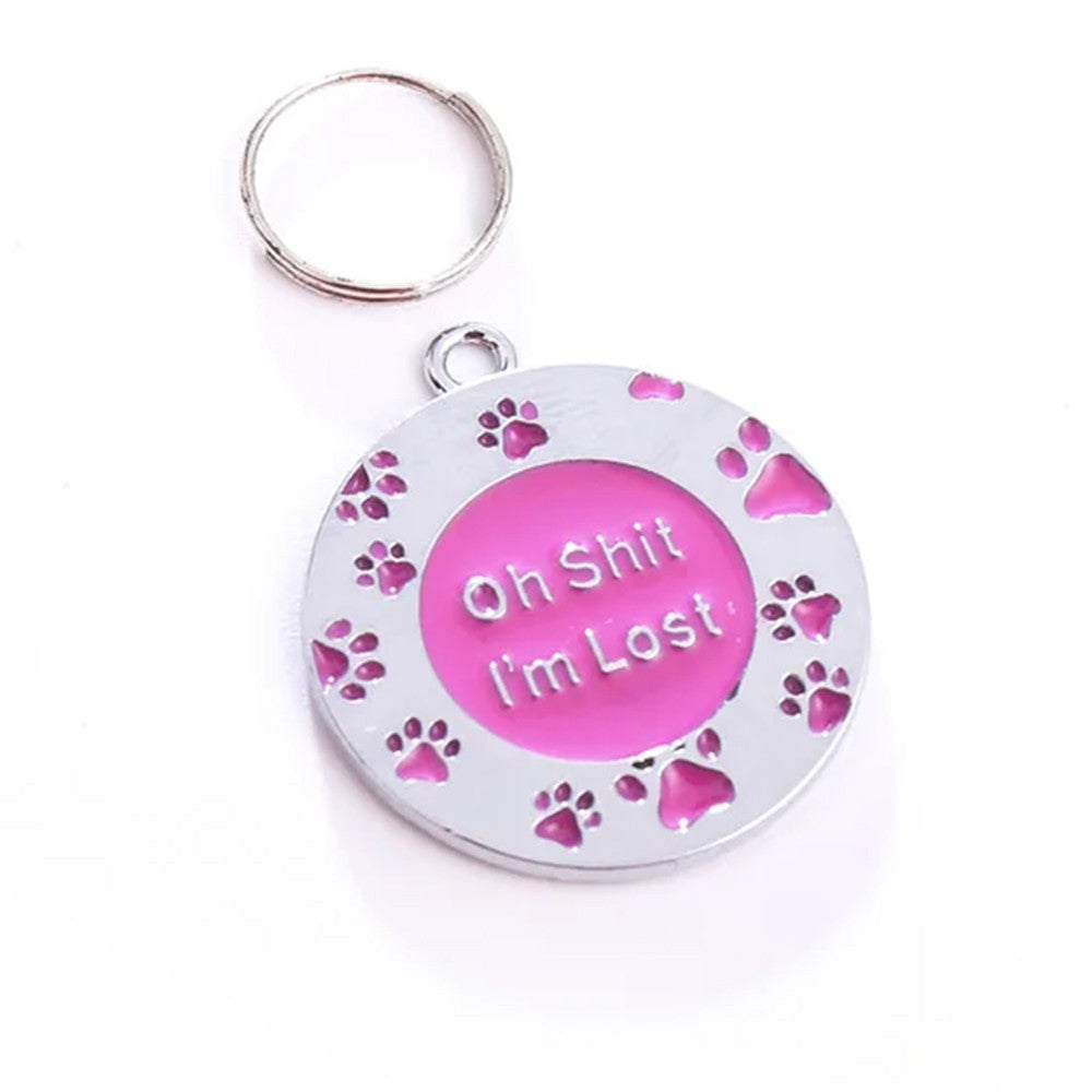 Dog ID Tag Paws I'm Lost Crimson 28x28mm