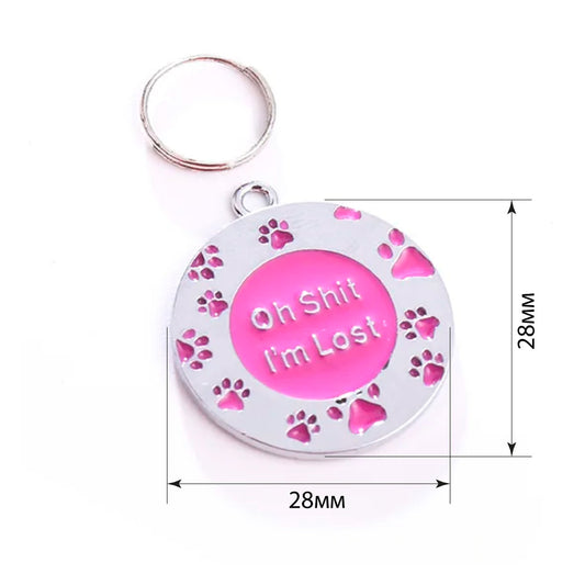 Dog ID Tag Paws I'm Lost Crimson 28x28mm