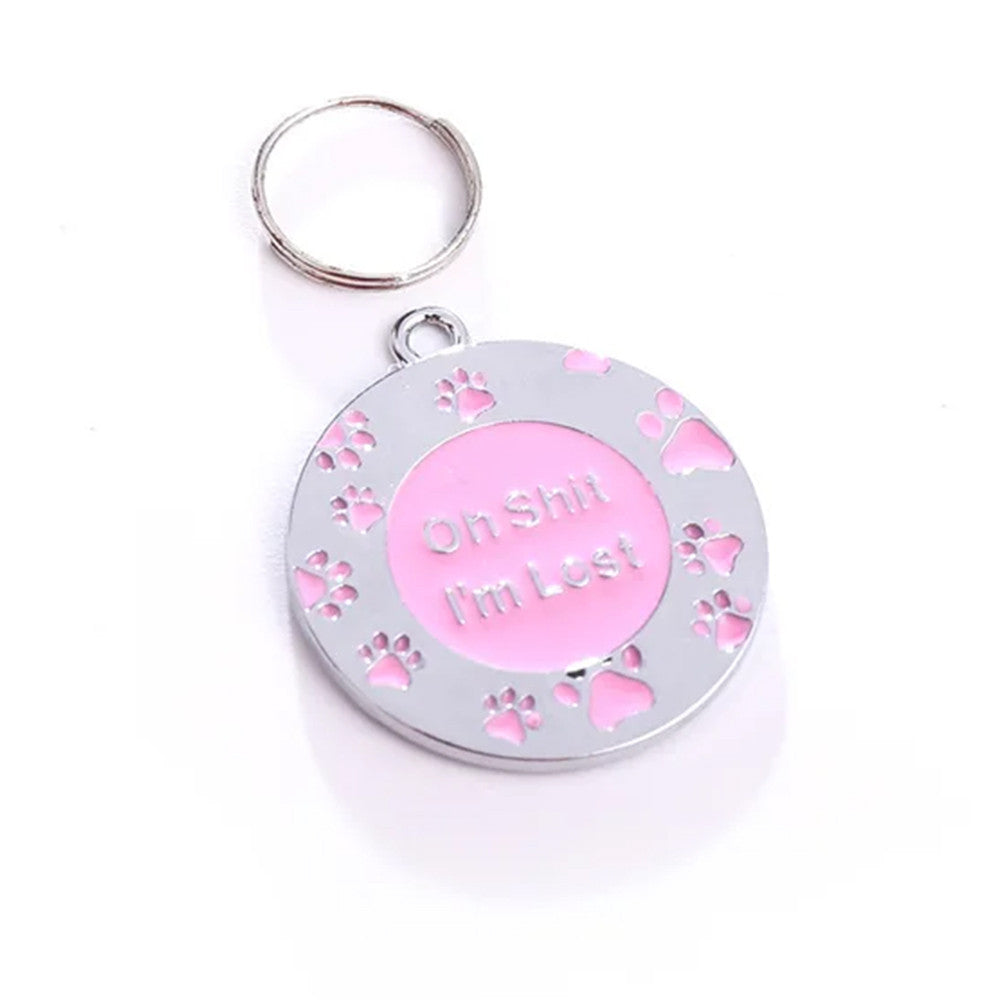 Dog ID Tag Paws I'm Lost Rose 28x28mm