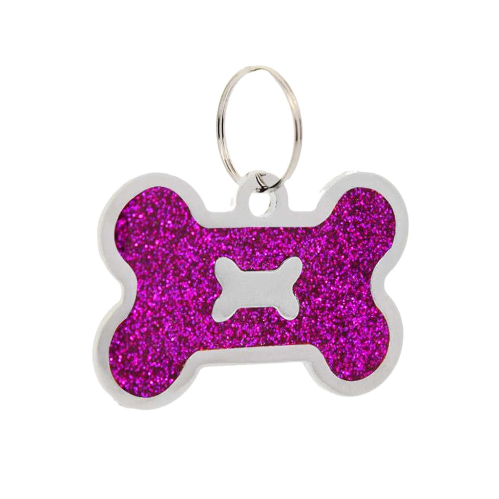 Dog ID Tag Bone in Bone Crimson 40x26mm