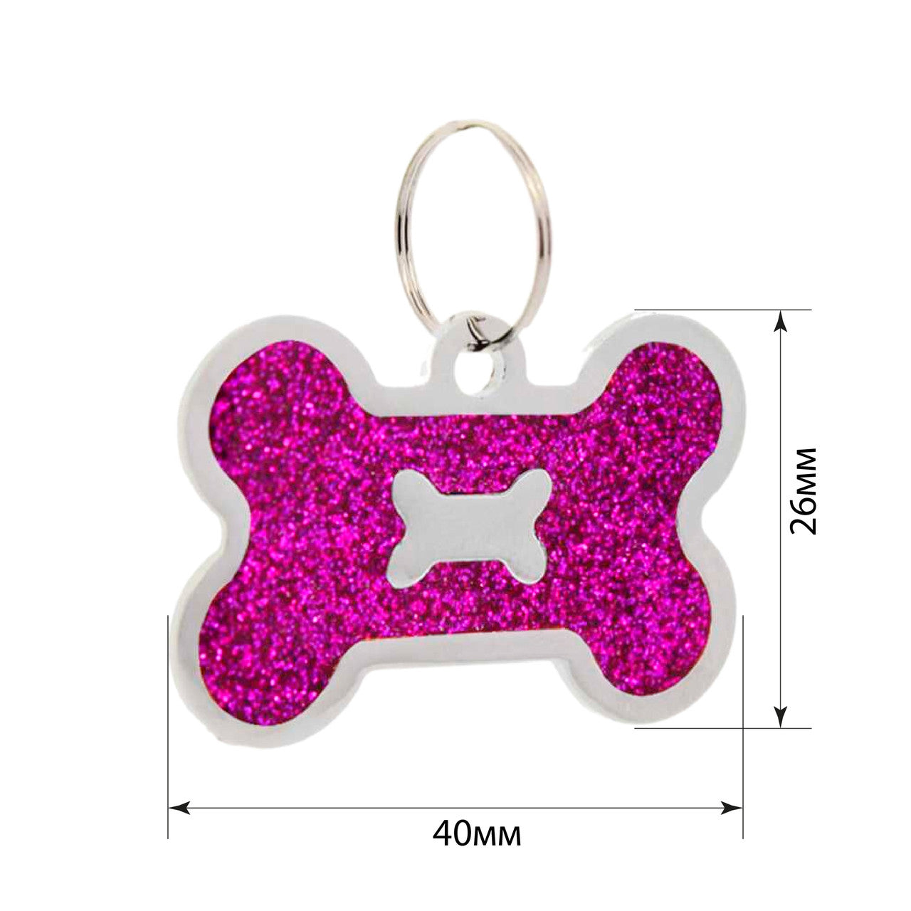 Dog ID Tag Bone in Bone Crimson 40x26mm