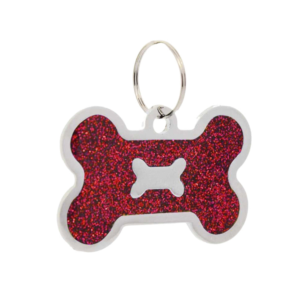 Dog tag Bone in Bone Red 40x26mm