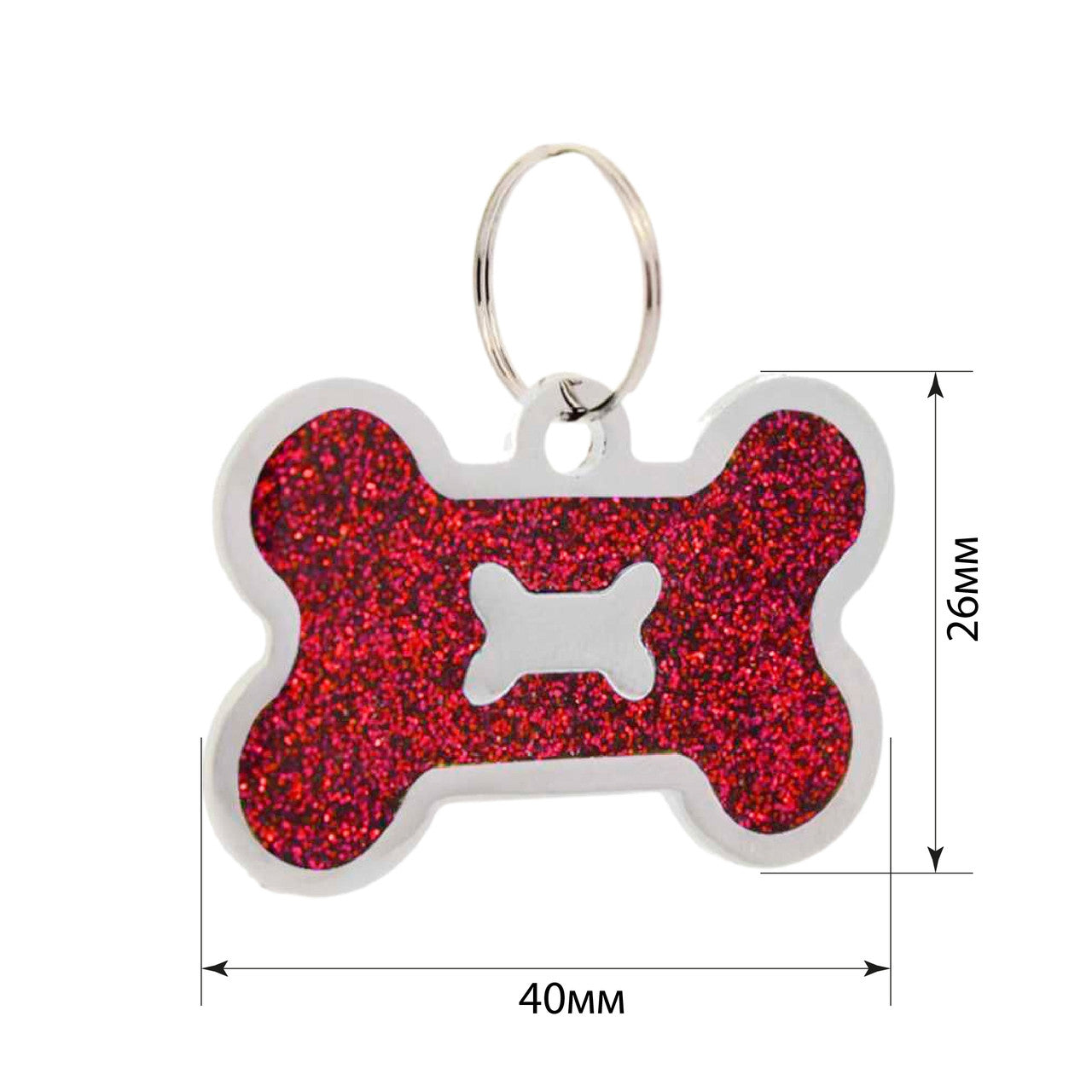 Dog tag Bone in Bone Red 40x26mm