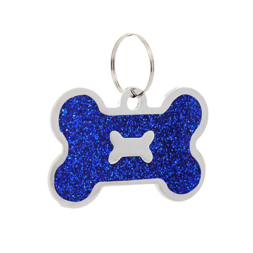 Dog ID Tag Bone in Bone Blue 40x26mm