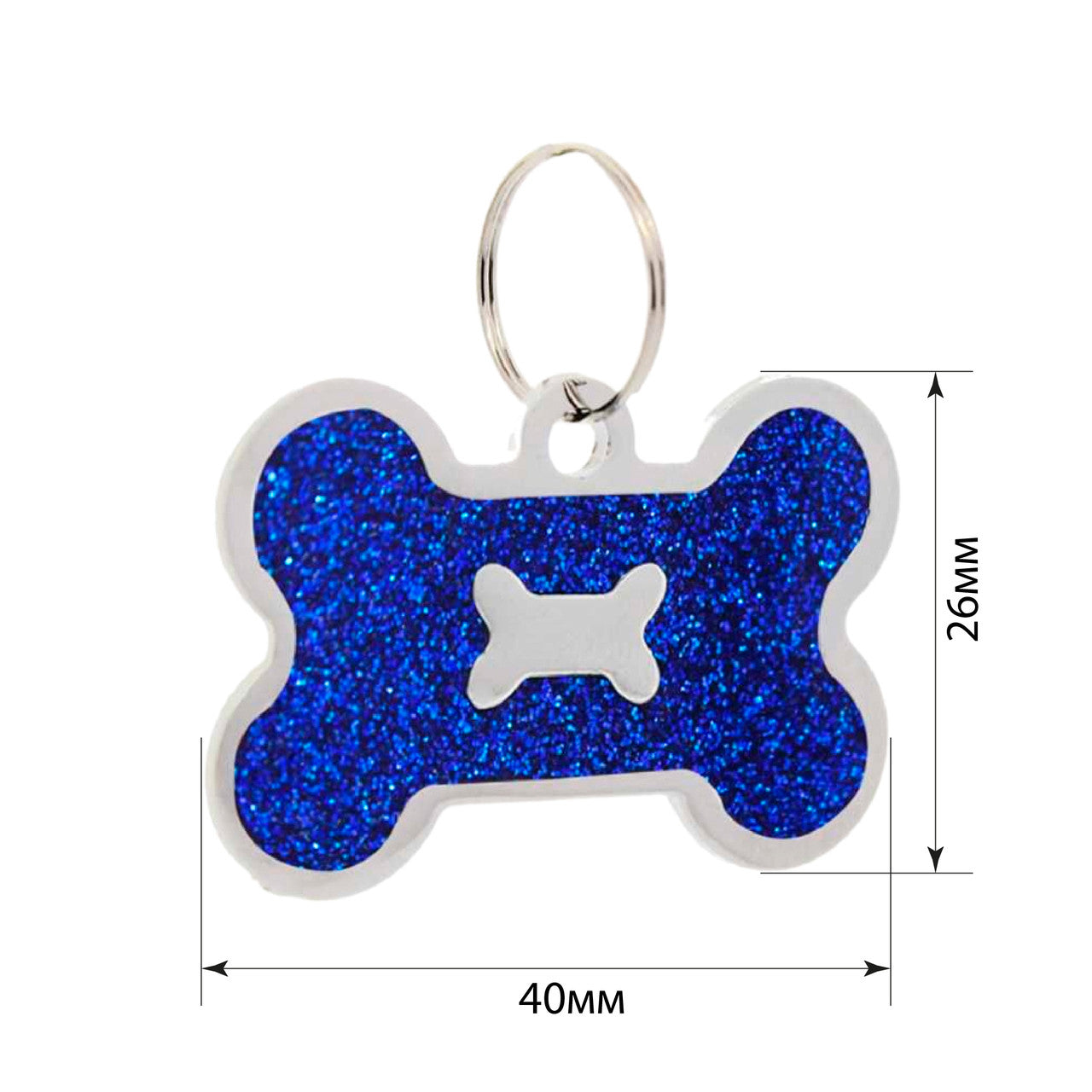 Dog ID Tag Bone in Bone Blue 40x26mm
