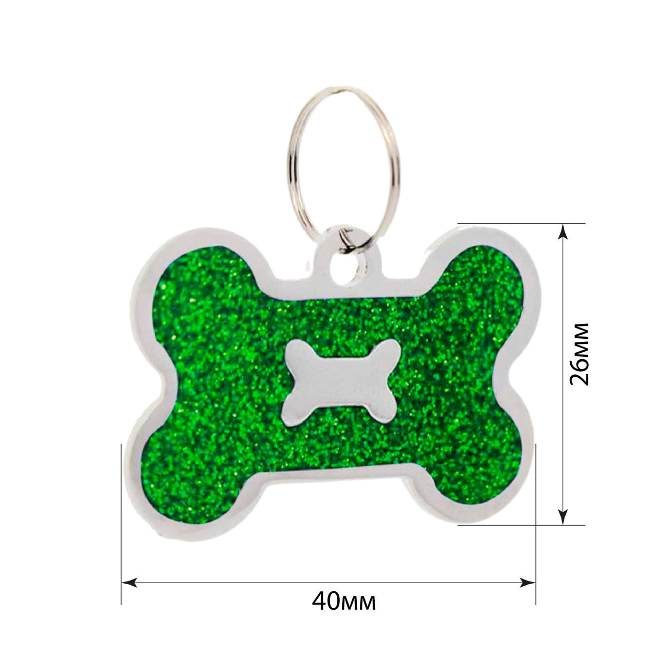 Dog ID Tag Bone in Bone Green 40x26mm