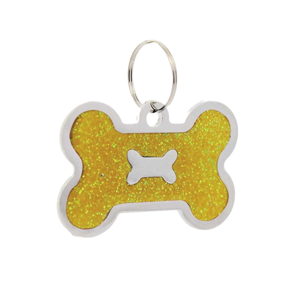 Dog tag Bone in Bone Gold 40x26mm