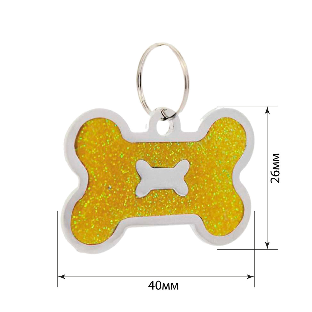 Dog tag Bone in Bone Gold 40x26mm