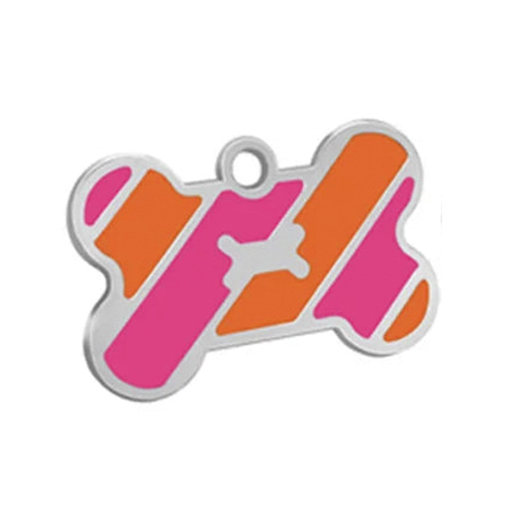 Dog ID Tag Bone Orange Red 40x25mm